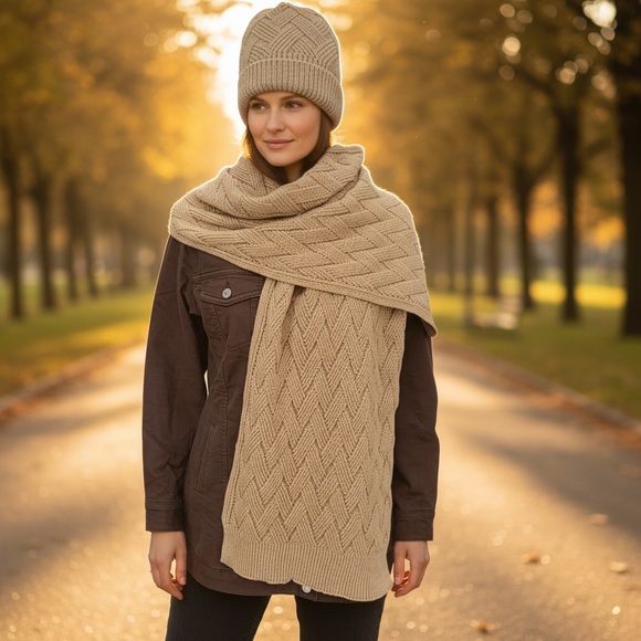 Laundry by Shelli Segal Scarf with Beanie Hat/Boxed/Camel - Picture 16 of 16